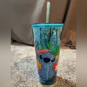 Stitch summer confetti tumbler with reusable straw, brand new!